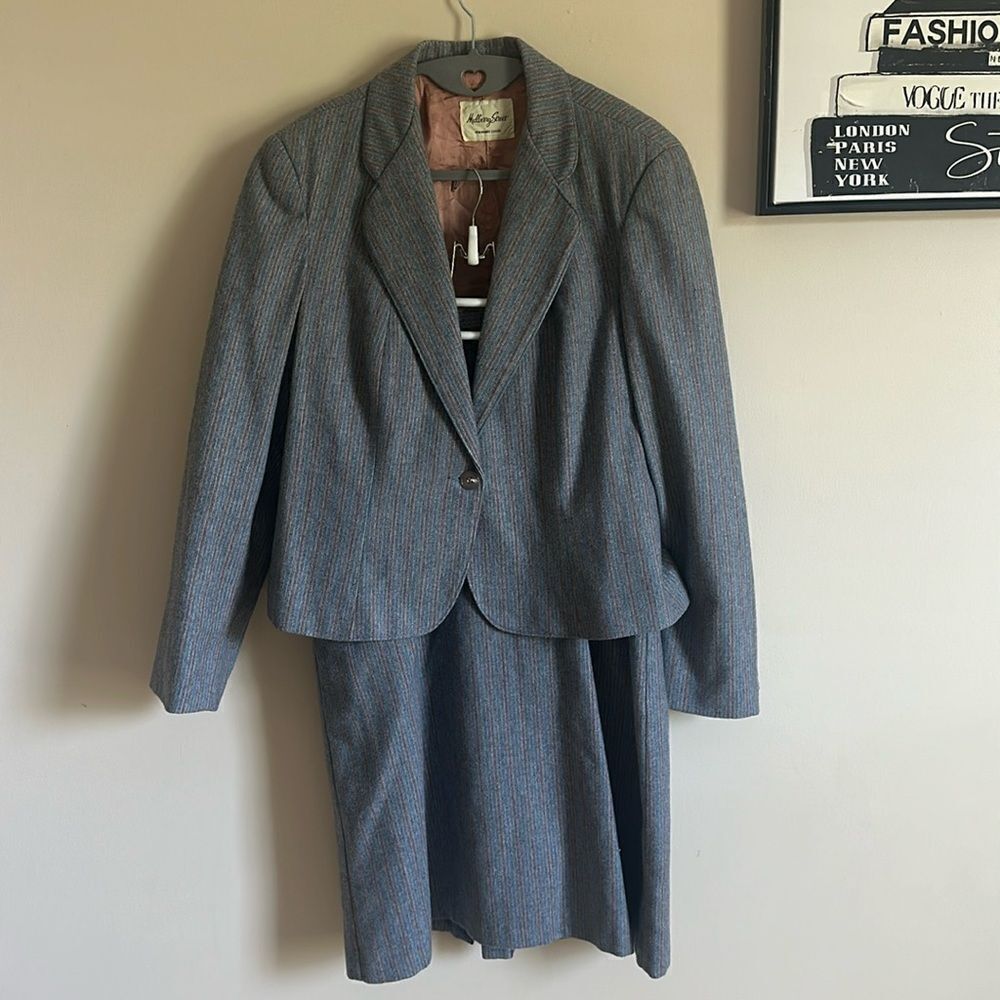 Vintage Mulberry Street Wool Blend Skirt Blazer Suit